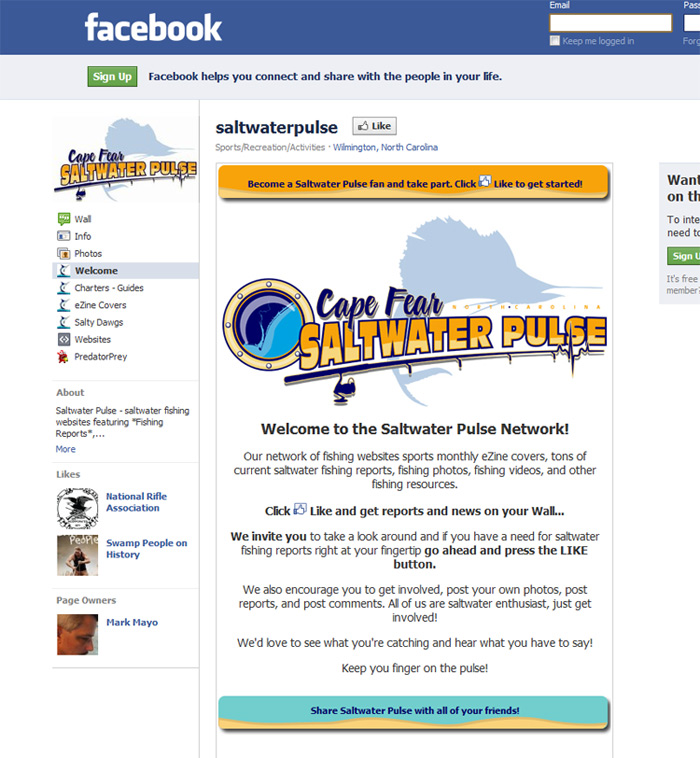 welcome page facebook app