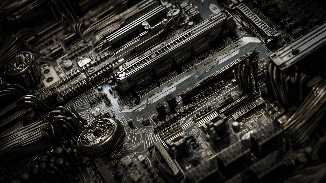 Illustration of a alien looking motherboard