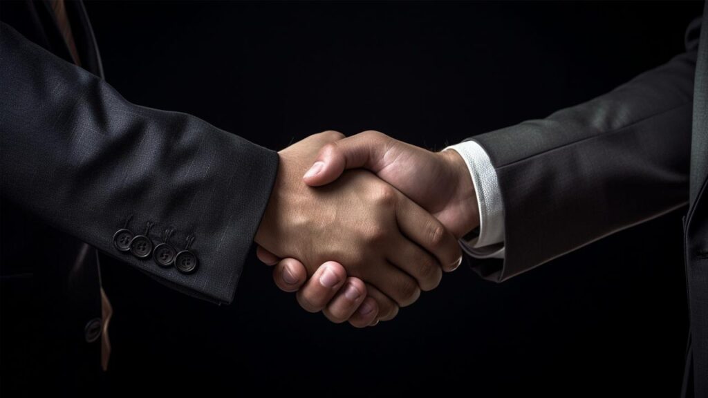 Illustration of 2 Business Men Shaking Hands