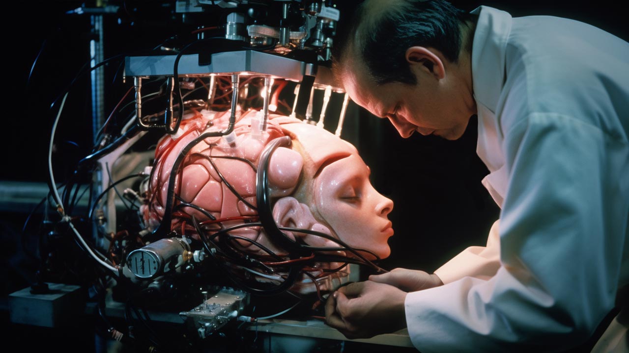 Illustration of Google Scientist working on a Human Brain