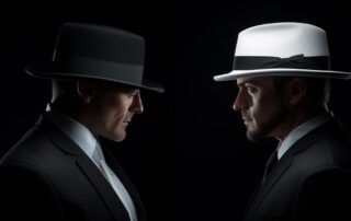 Illustration of White Hat and Black Hat SEO Techniques