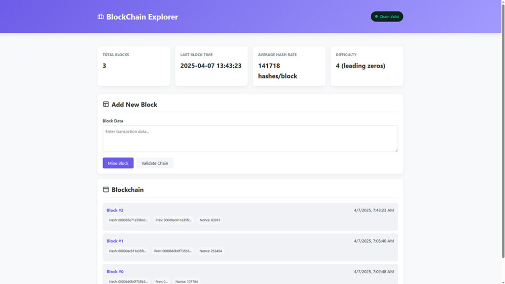personal blockchain project
