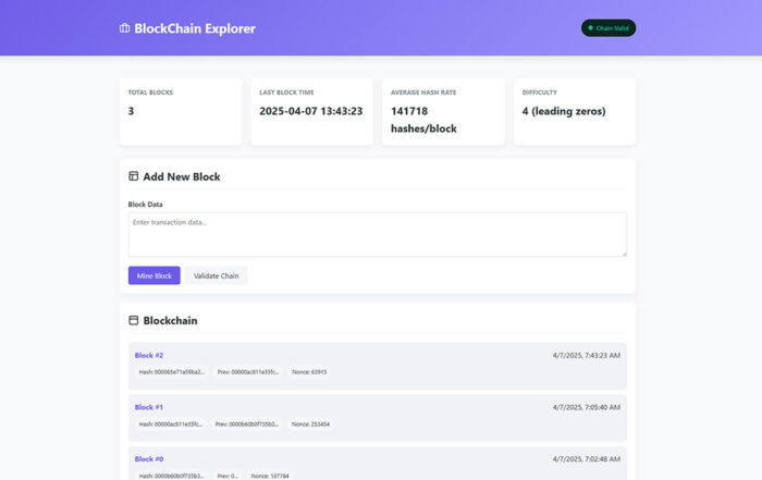 personal blockchain project
