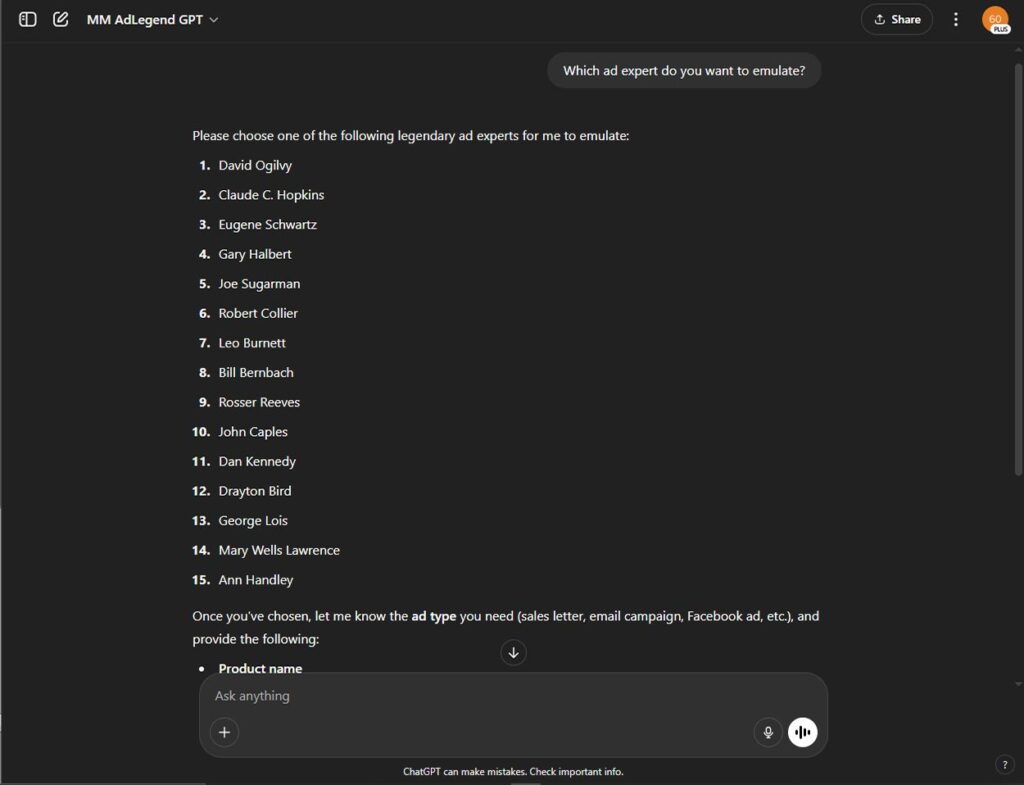 AdLegendGPT screenshot 2