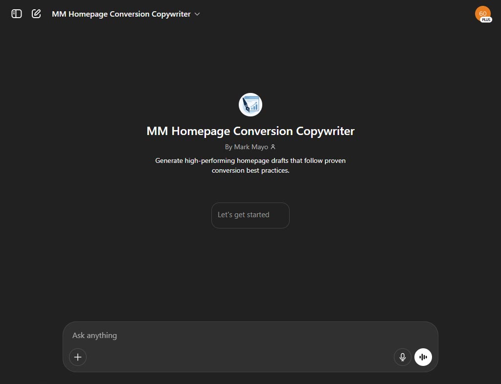 Homepage Conversion Copywriter GPT screenshot 1
