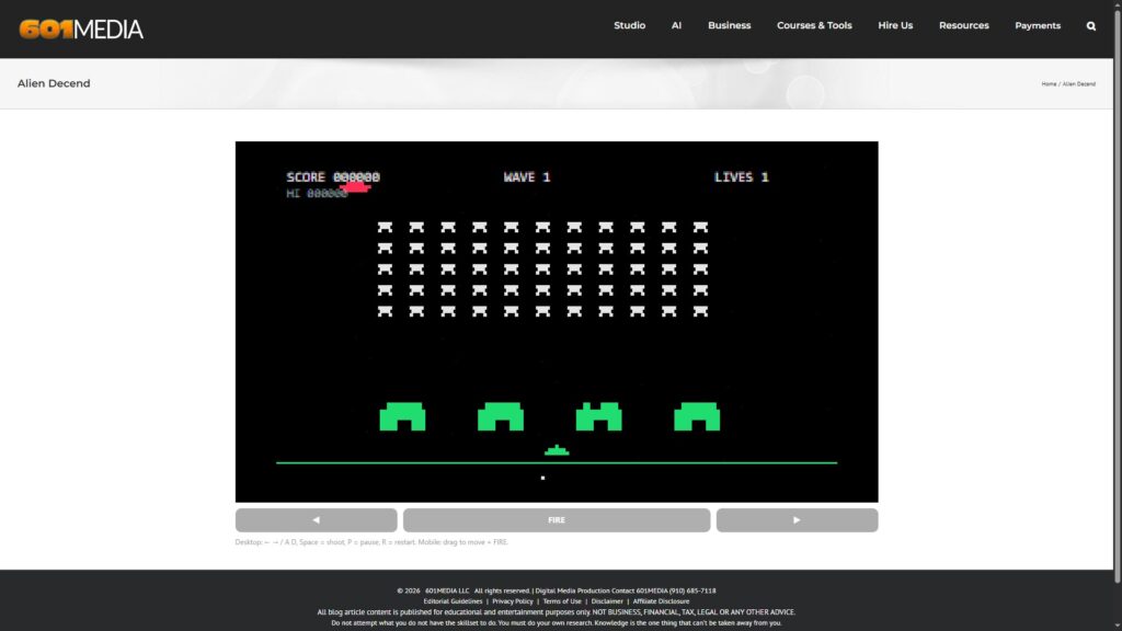 8-Bit Retro Game Alien Decend