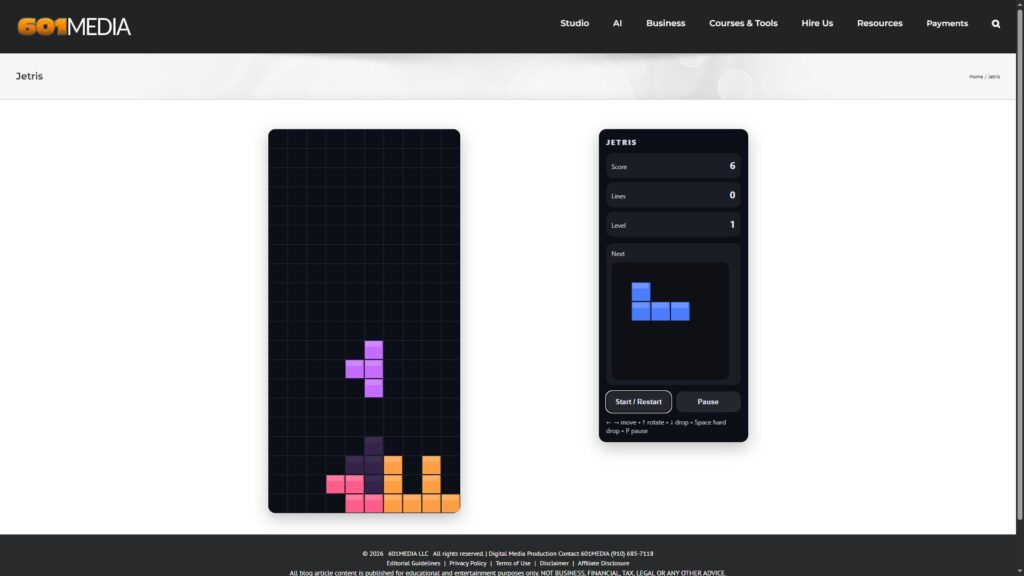 8-Bit Retro Game Jetris